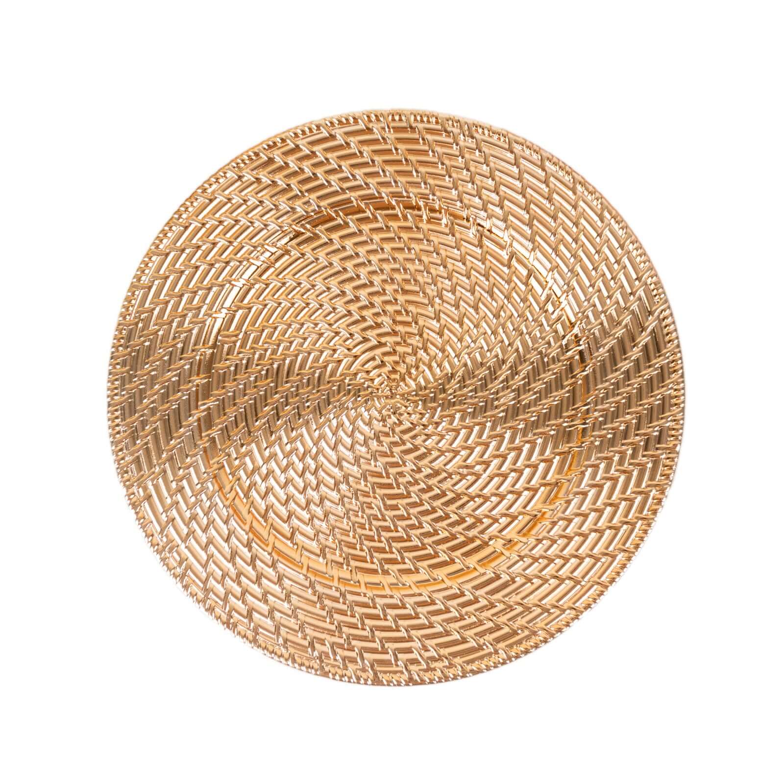 6-Pack Acrylic Charger Plates 13" Round Metallic Gold with Swirl Rattan Pattern - Farmhouse Plastic Charger Tableware - Image 7